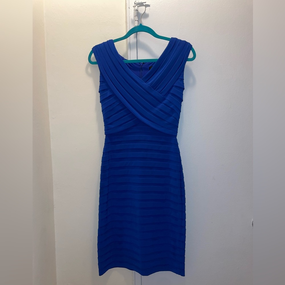 Adrianna Papell Royal Blue Sleeveless Bandage Sheath Dress